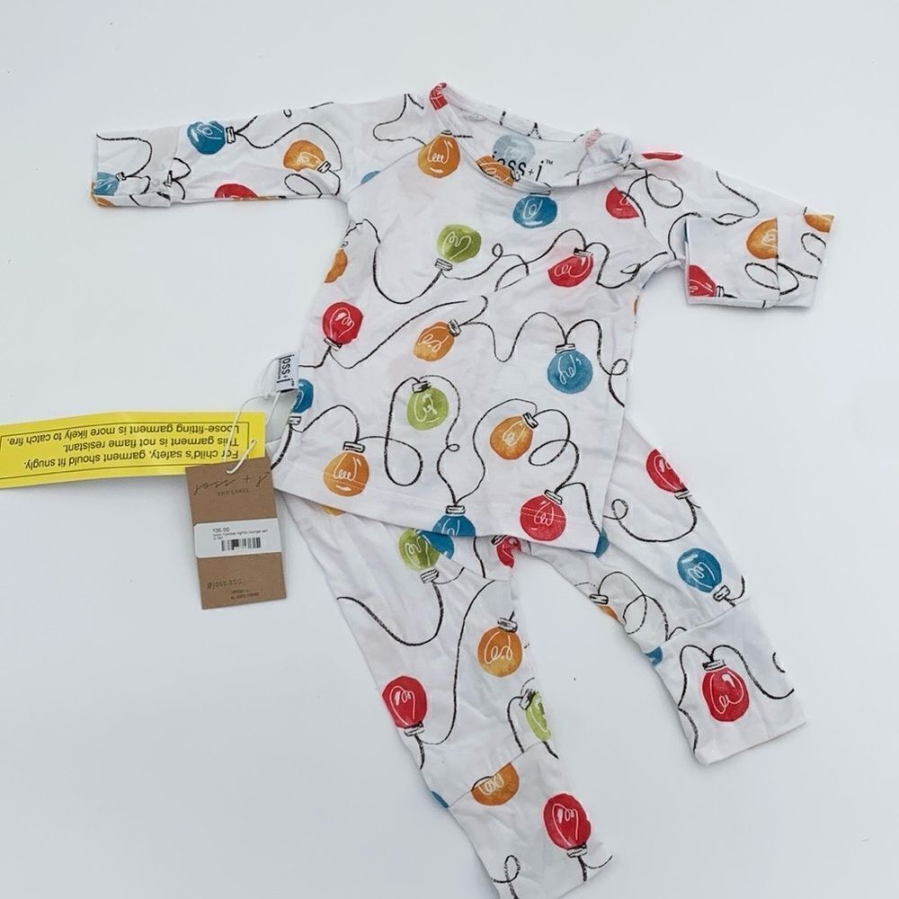 Joss + J organic bamboo Christmas holiday 0-3 months 2 piece pajamas NWT